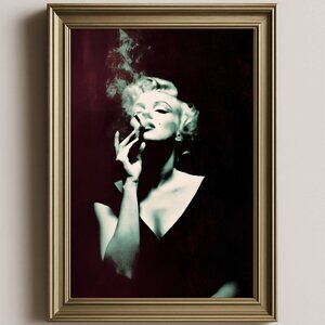 8.5x11 Marilyn Monroe Smoking Art Print | Retro Noir Wall Decor